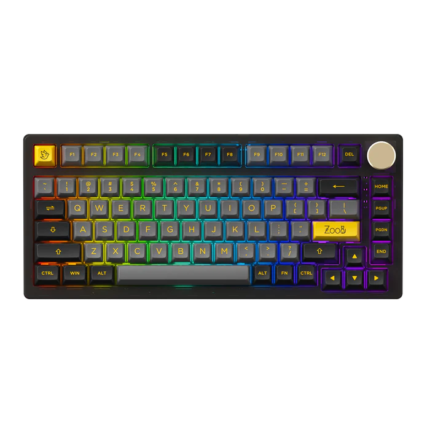 Akko Black&Gold PC75B Plus v2 Tri-Mode (Crystal Wine Red Switch) Mechanical Keyboard