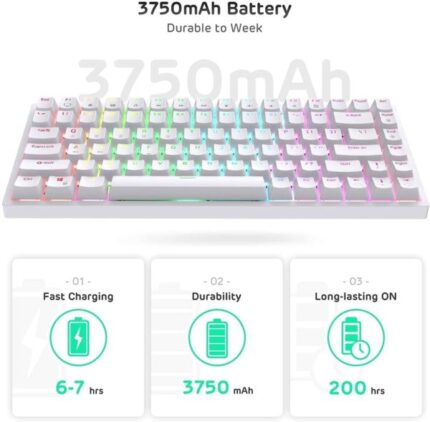 Royal Kludge RK84 TRI Mode RGB Hotswappable Mechanical Keyboard White | Black