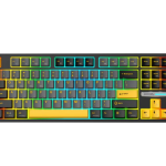 Monka 3087 Pro Tri-Mode Gasket Mount Hotswappable Mechanical Keyboard Black Yellow Sea Salt Switch